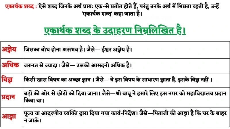 एकार्थक शब्द